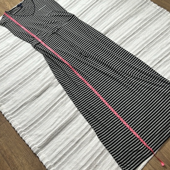 Gap Womens Maxi Striped Dress Sleeveless V Neck Drawstring Waist XS Black Gray - Picture 3 of 11